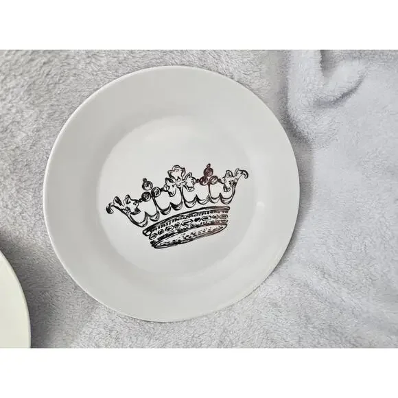 (Set of 3) Rosanna Kings Different Crown Dessert Plates Round Porcelain White 8" - Picture 6 of 12